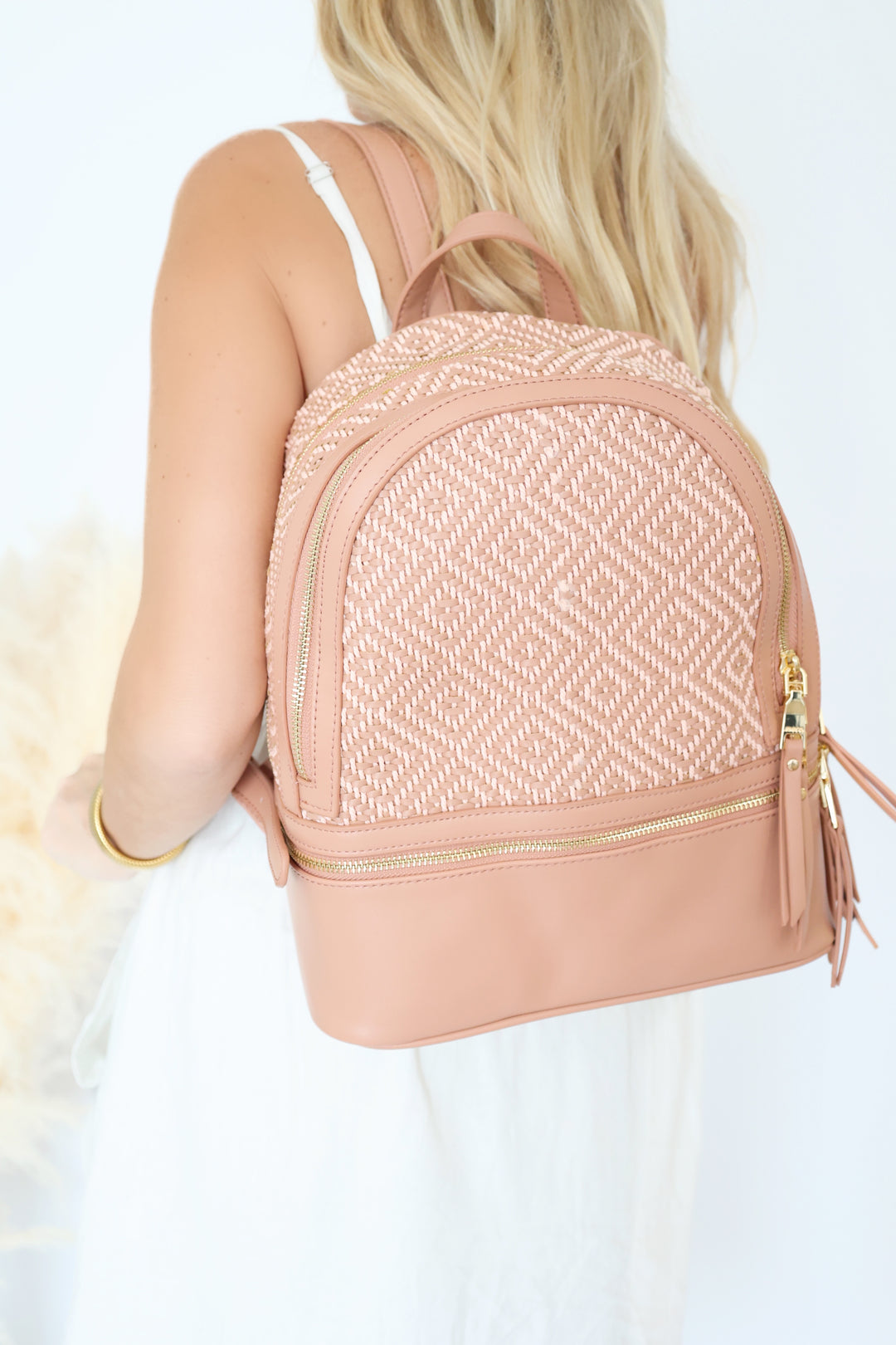 Zahava Woven Backpack - Mauve (FINAL SALE)