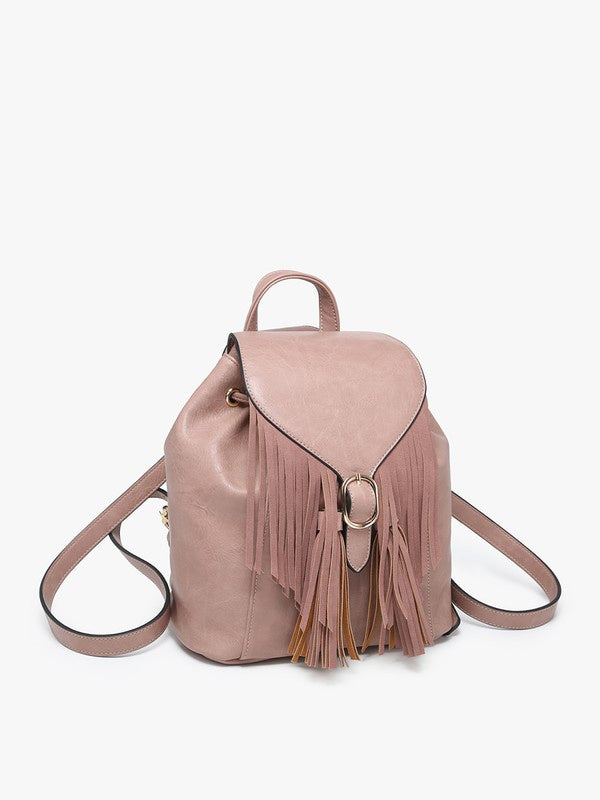 Jewel Distressed Bucket Backpack - Mauve (FINAL SALE)
