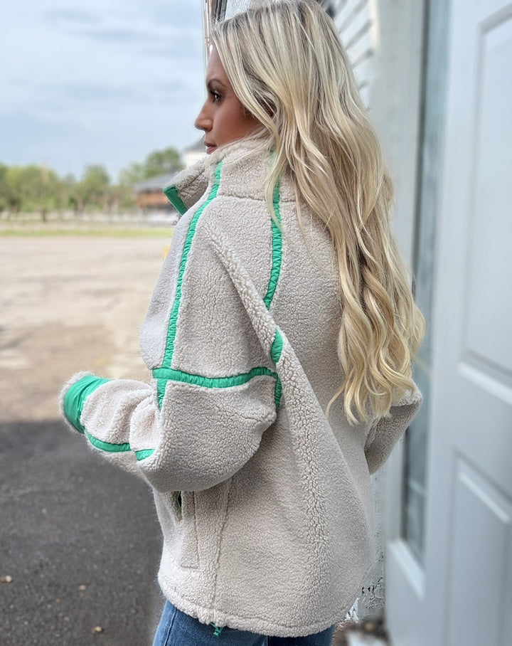 Bridges Pullover- Oatmeal/Green