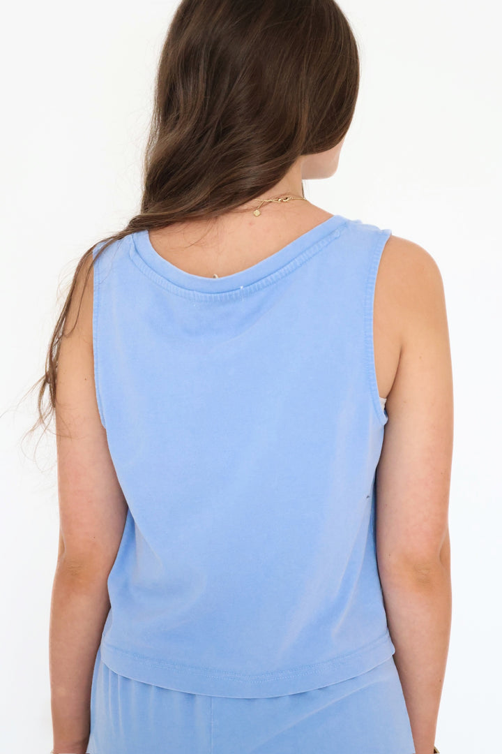 Sloane V-neck Top- Bay Blue(final sale)