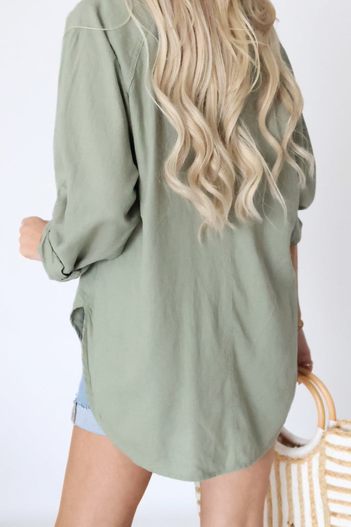 The Perfect Linen Top - Avocado (Final Sale)