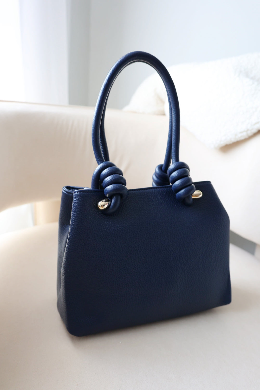 Blair Knotted Satchel - Navy