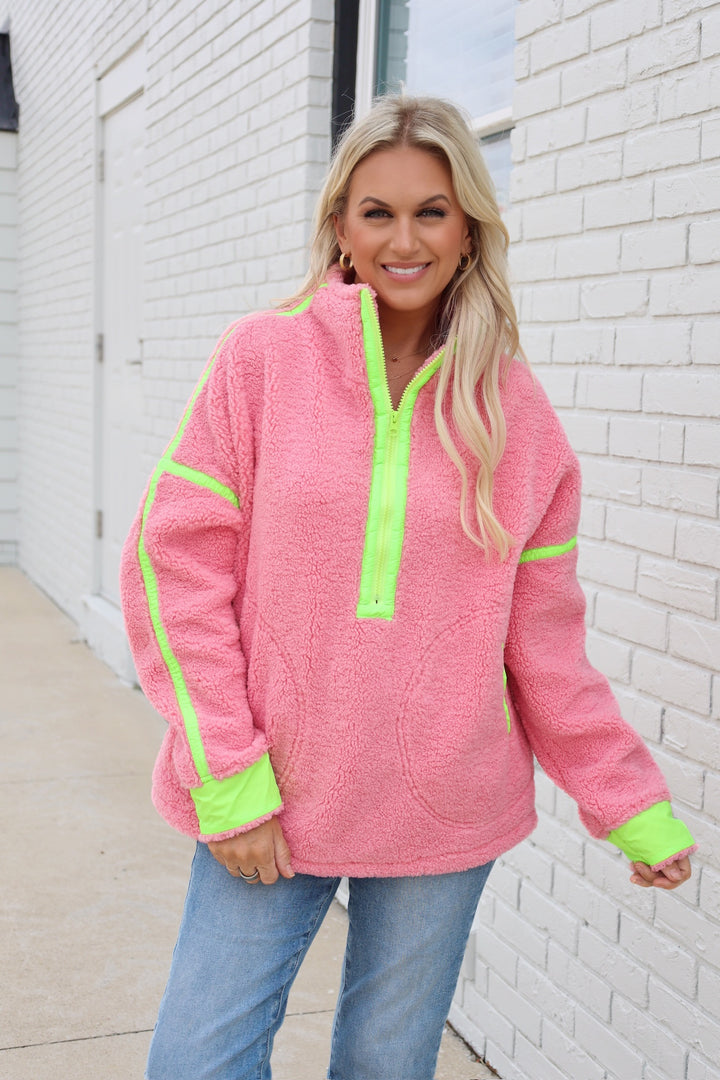 Bridges Pullover- Pink/Lime