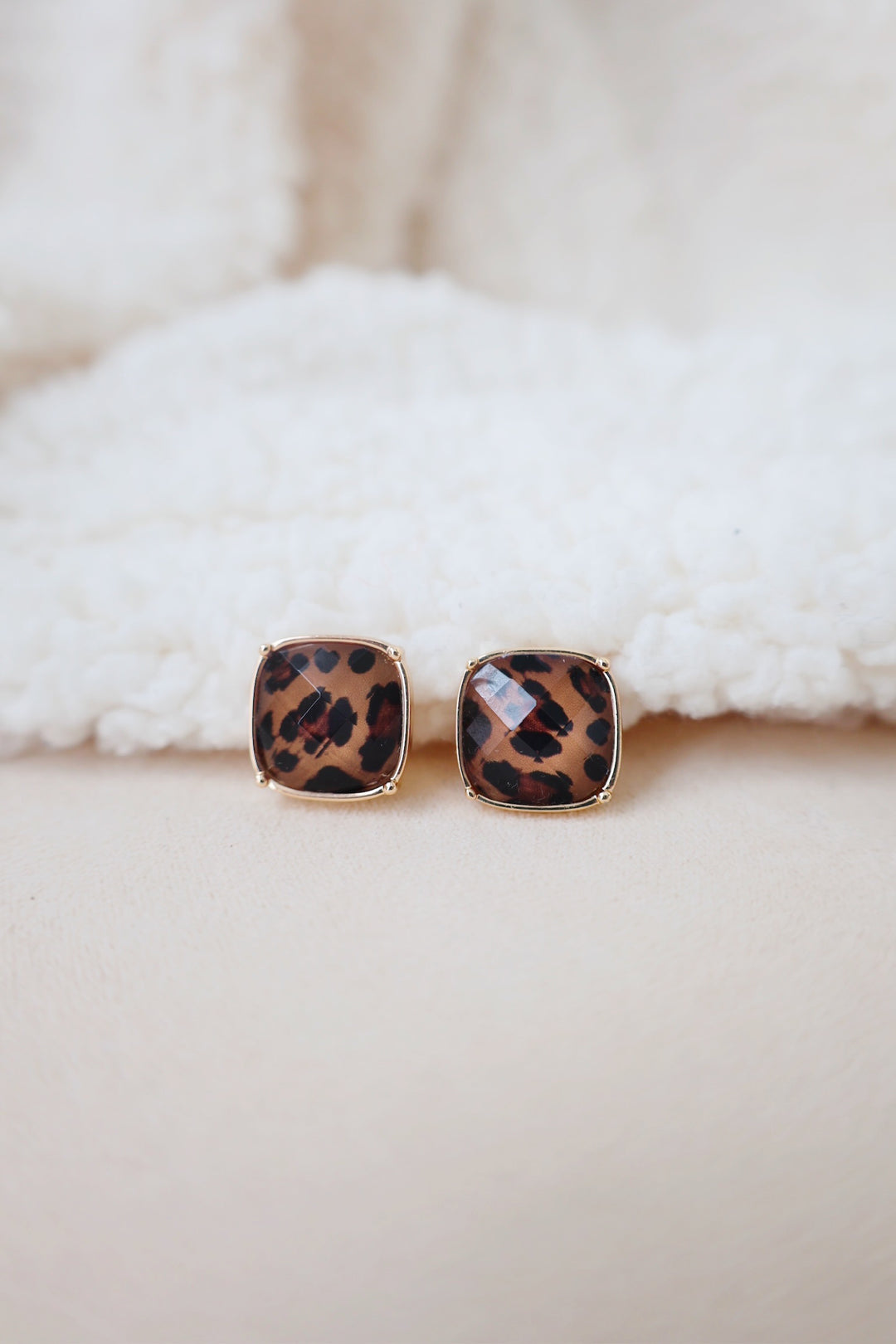 Leo Faceted Stone Studs