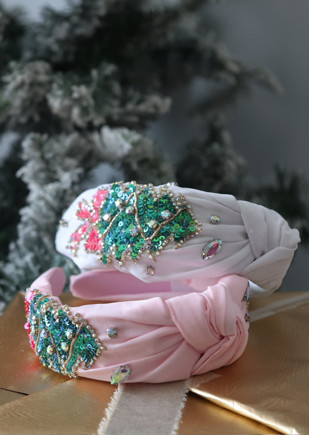 Christmas Tree Beaded Headband