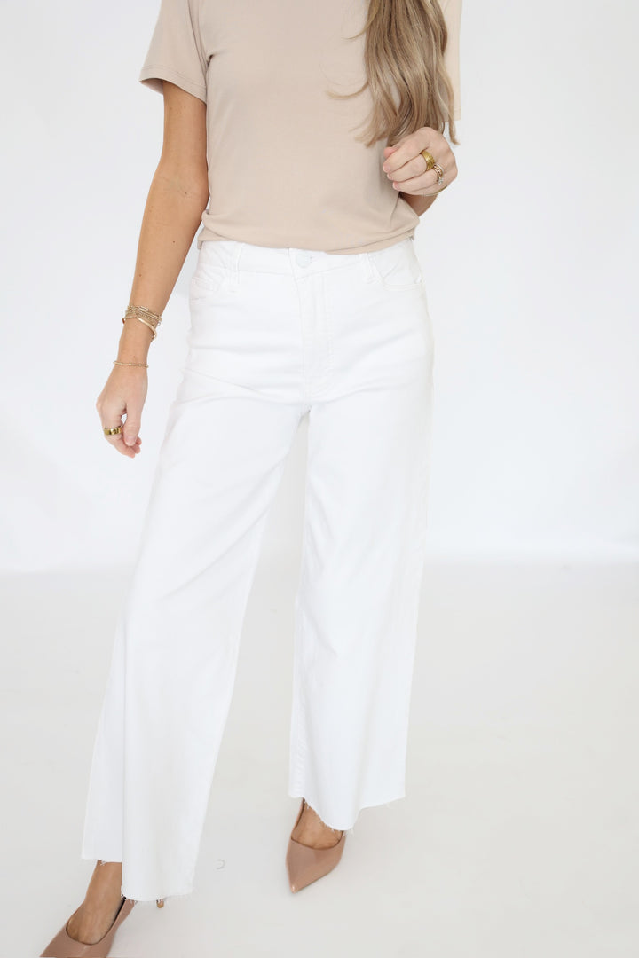 Meg High Rise Fab Ab Wide Leg Jean - Optic White (final sale)