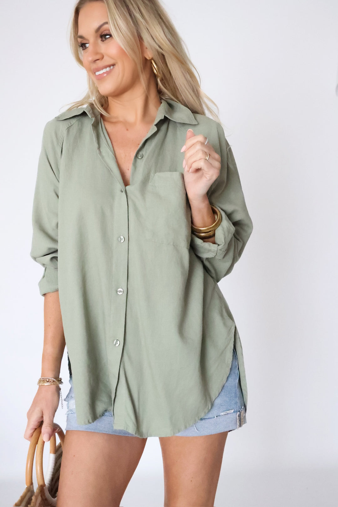 The Perfect Linen Top - Avocado (Final Sale)