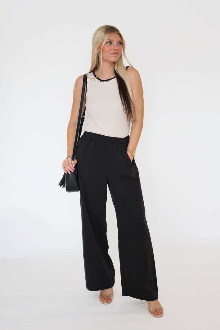 Paris Wide Leg Pant- Black