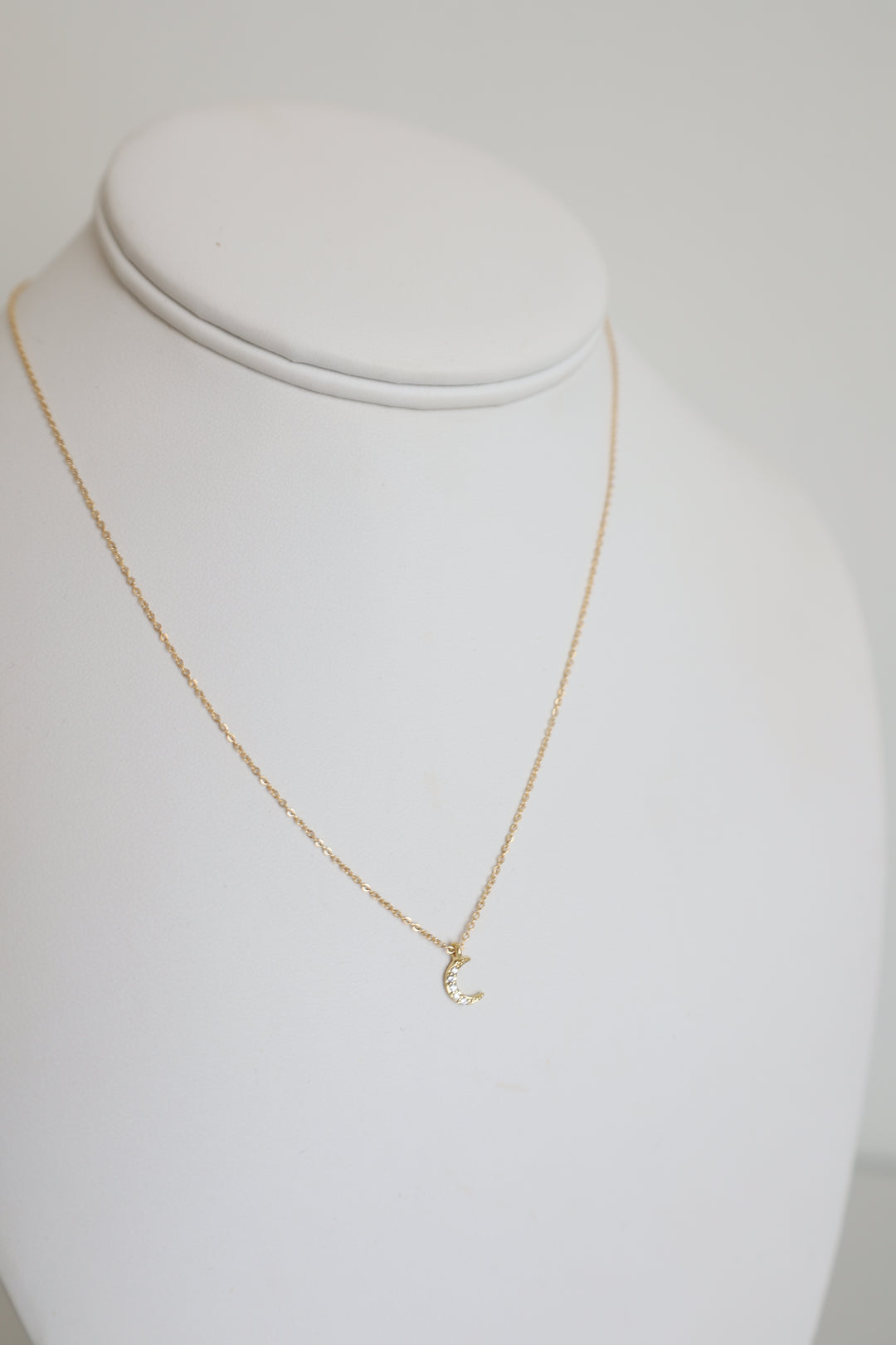 CZ Moon Necklace- Gold Filled