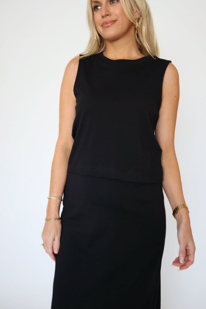 Sloane Jersey Muscle Tank - True Black(final sale)