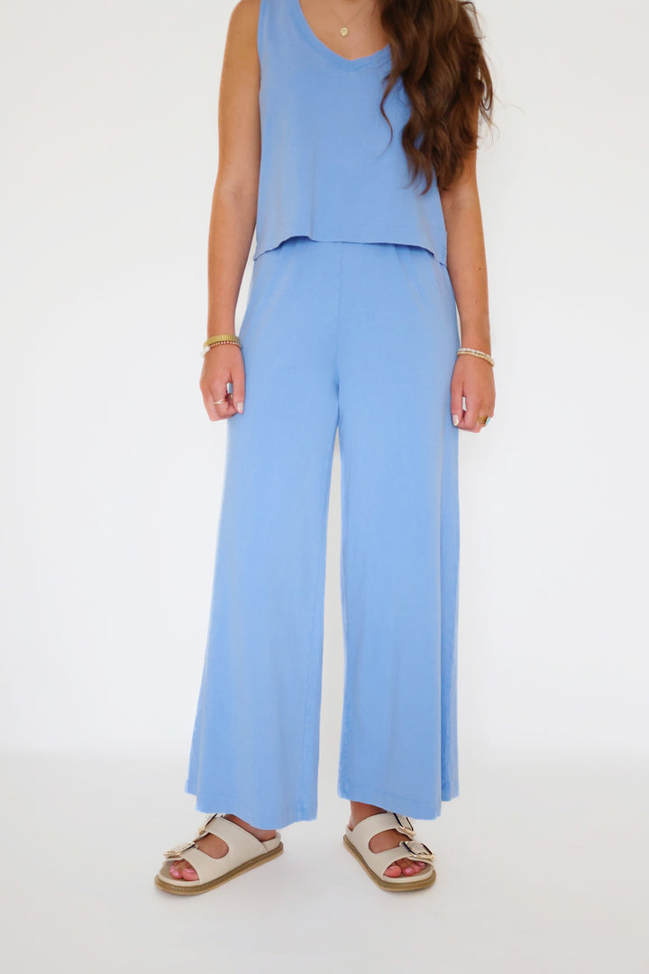 Sloane V-neck Top- Bay Blue(final sale)