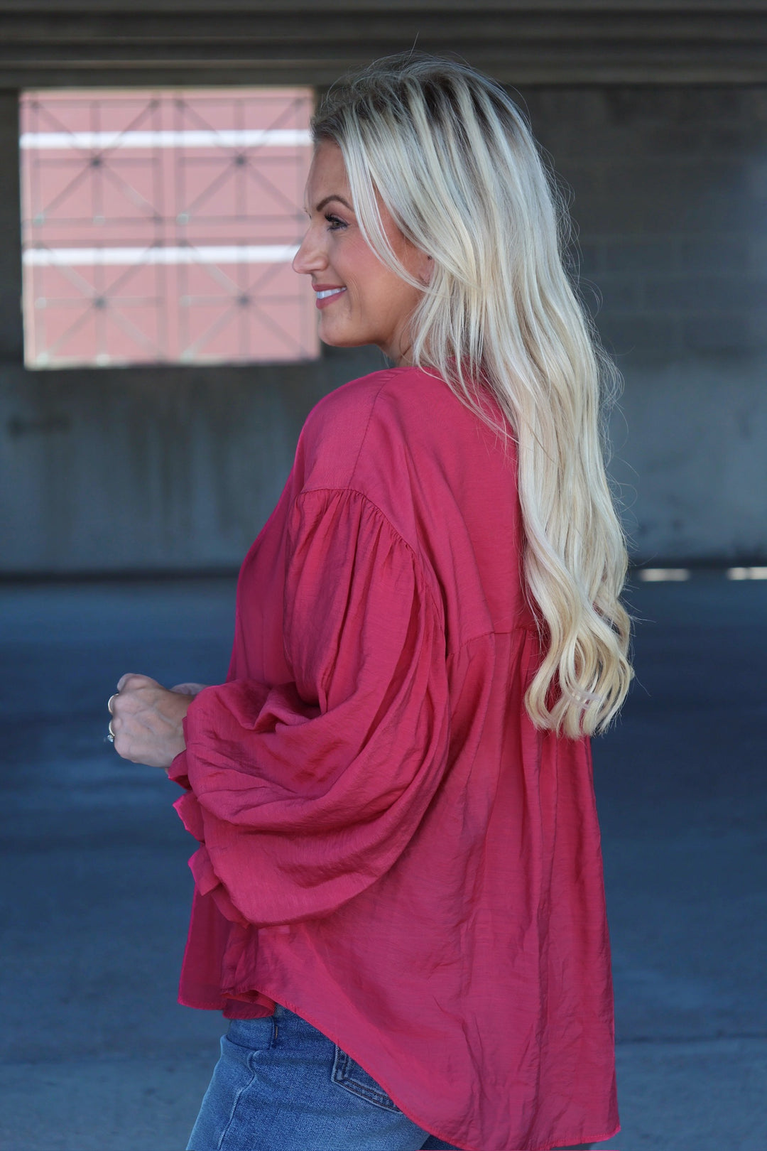 Nicely Done Blouse- Wine Berry