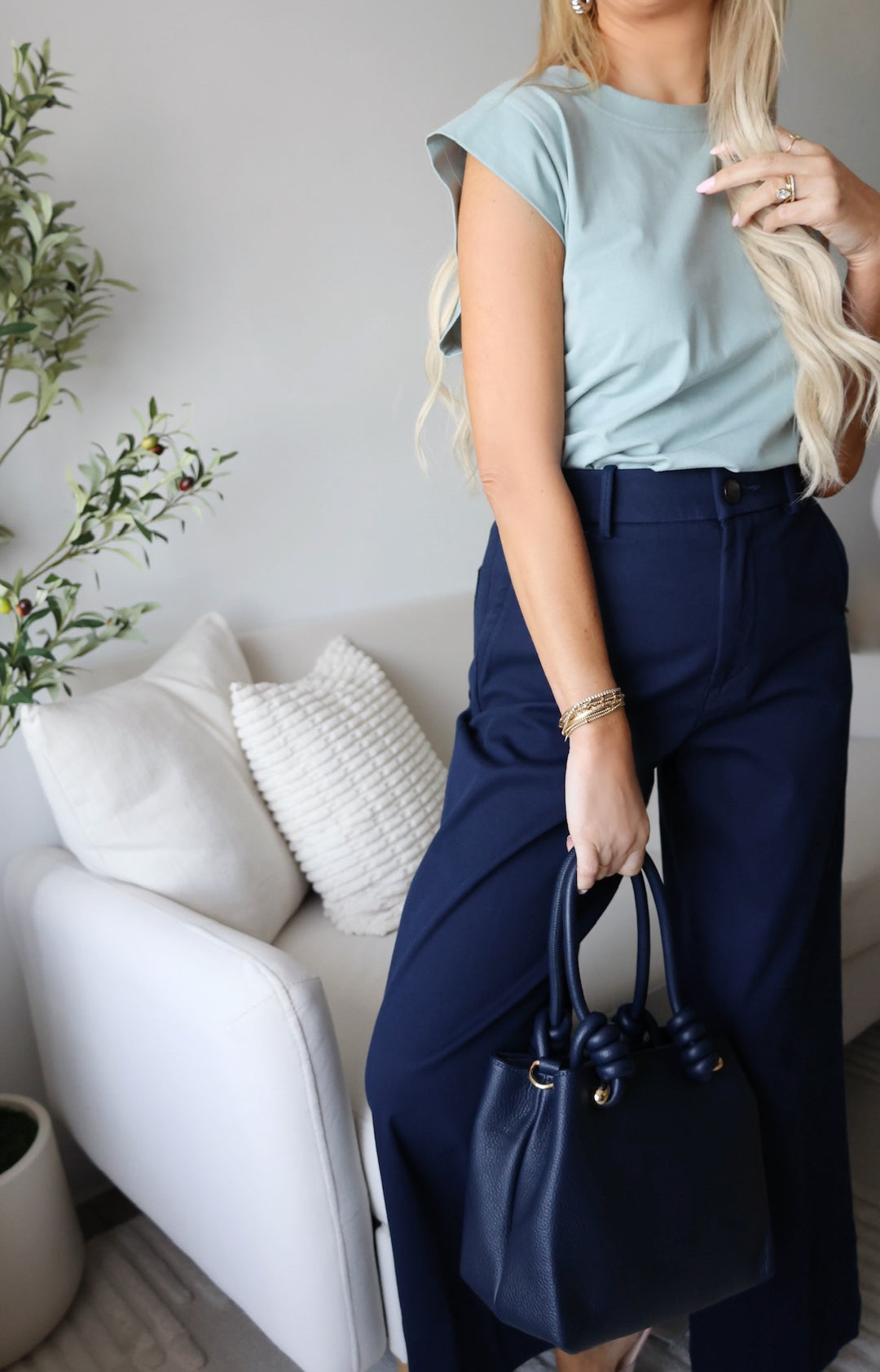 Blair Knotted Satchel - Navy