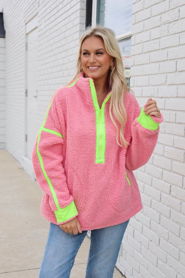 Bridges Pullover- Pink/Lime
