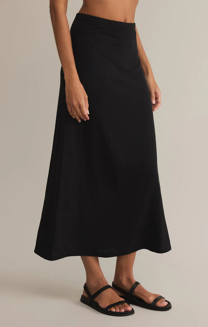 Delavine Textured Midi Skirt - Black(final sale)