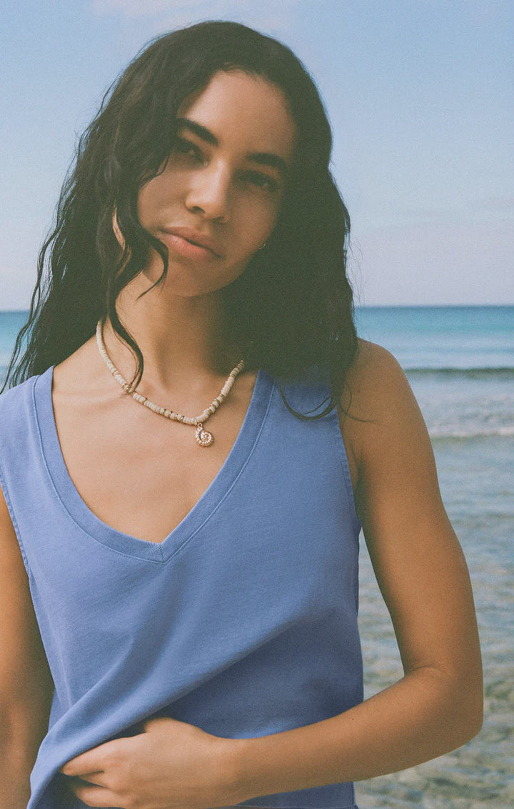 Sloane V-neck Top- Bay Blue(final sale)