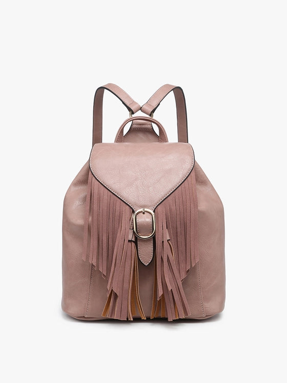 Jewel Distressed Bucket Backpack - Mauve (FINAL SALE)