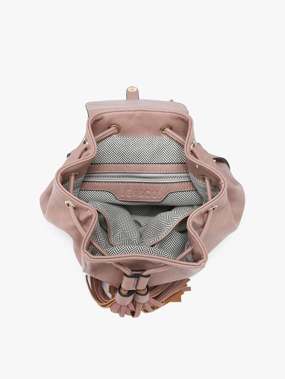Jewel Distressed Bucket Backpack - Mauve (FINAL SALE)