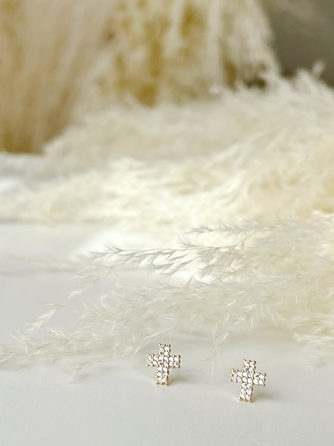 Pave Cross Earrings
