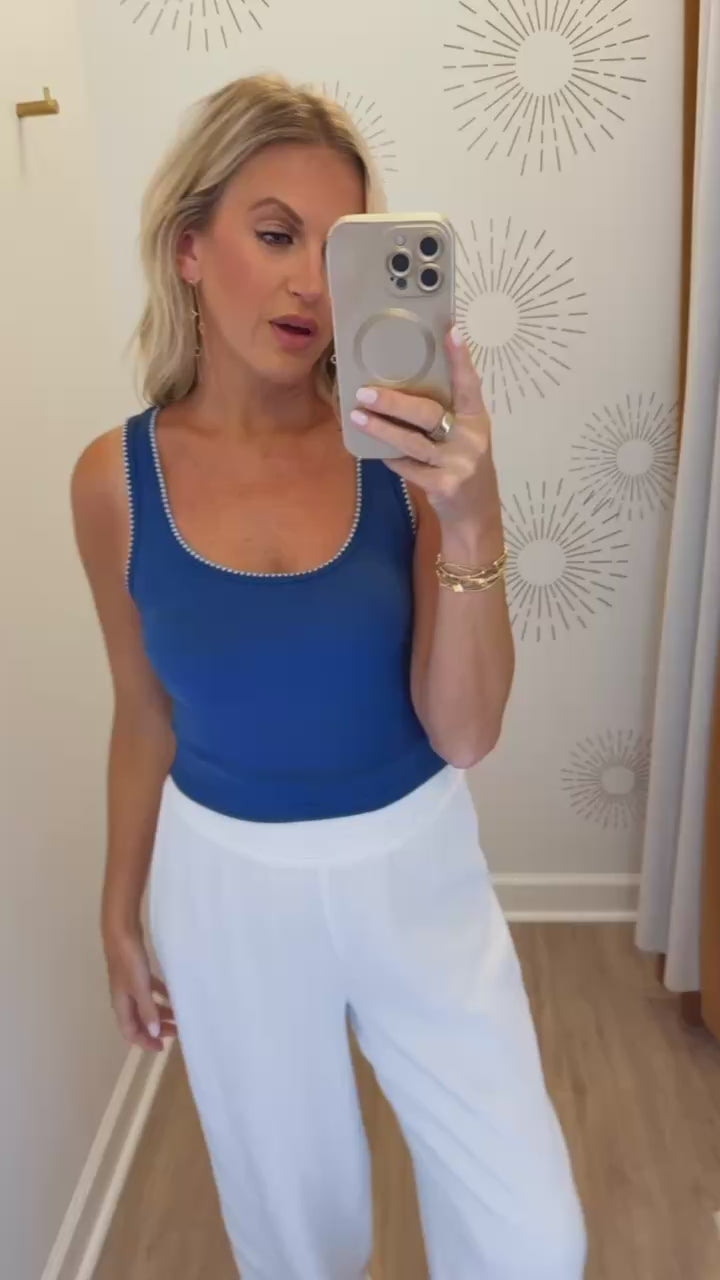 Casa Whipstitch Tank- Yacht Blue