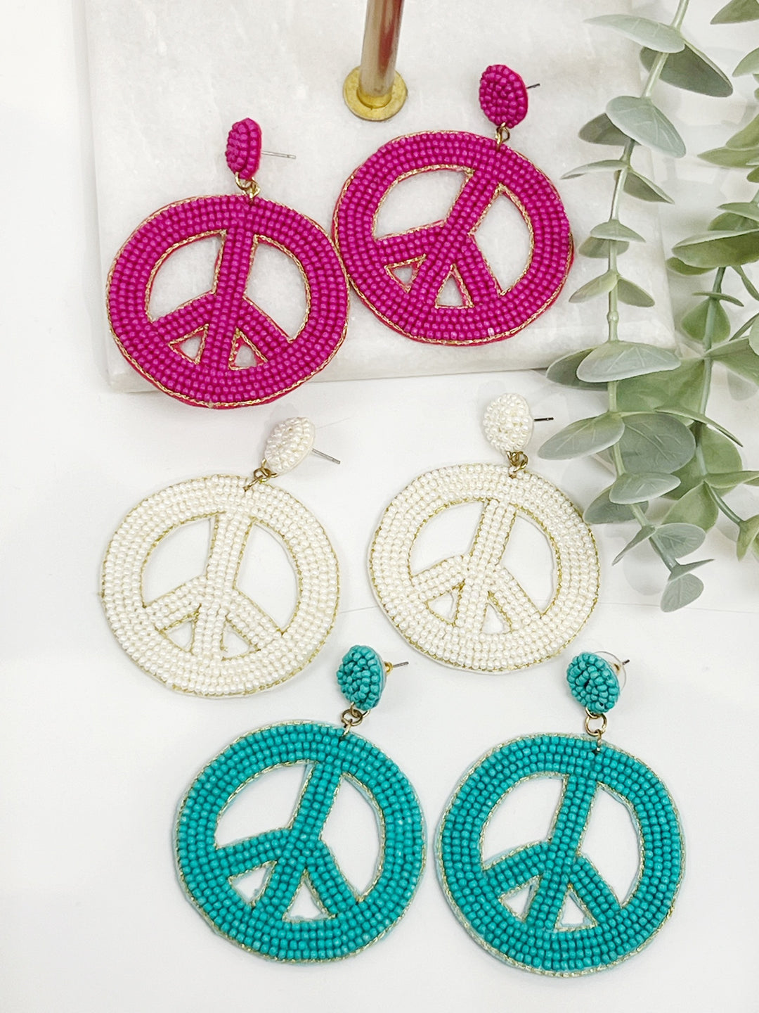 Peace Out Beaded Earring