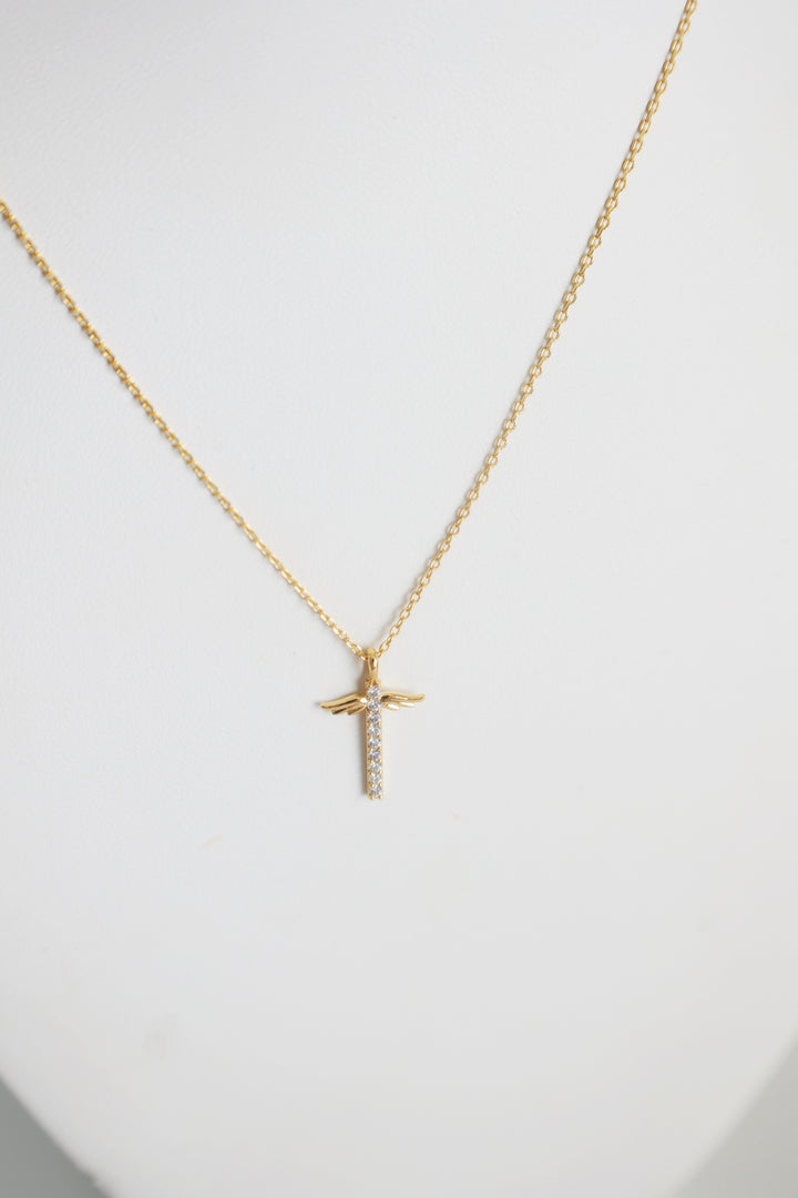 Cross And Wing Charm Necklace