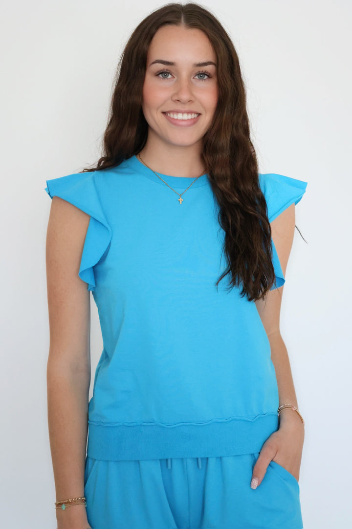 Layla Sleeveless Sweatshirt - Malibu Blue