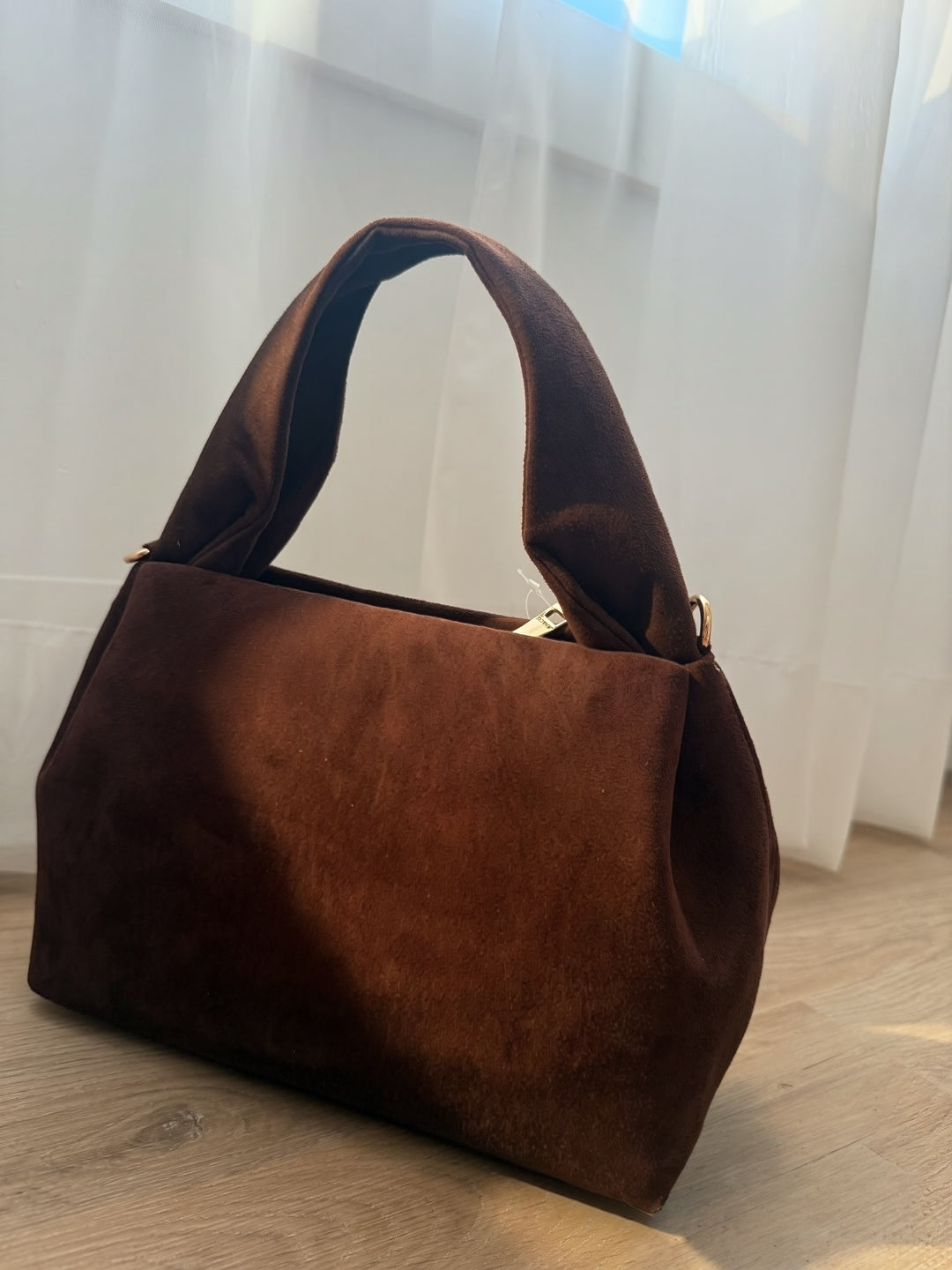 Lia Suede Satchel- Espresso