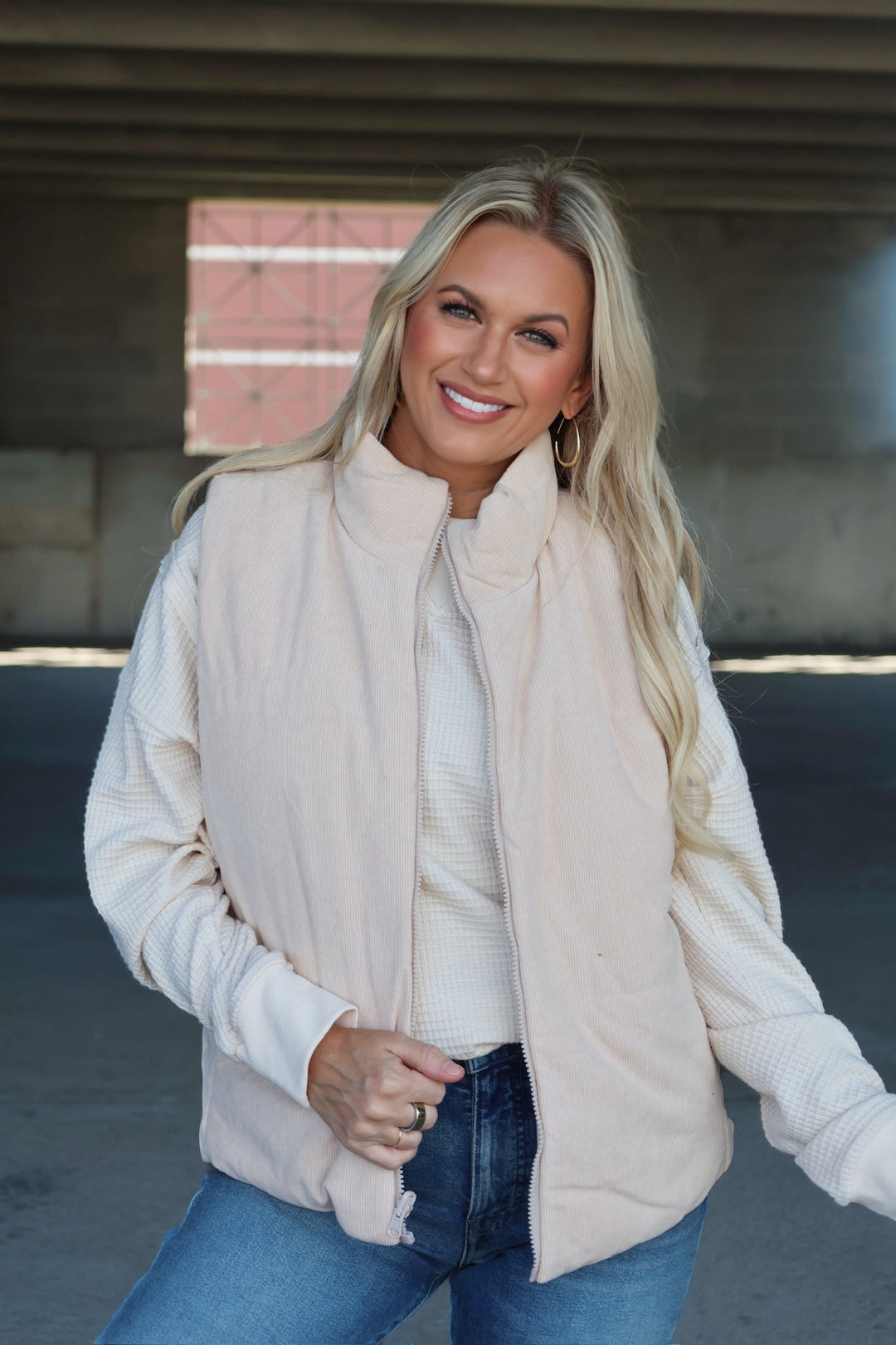Reversible Corduroy Vest- Ivory