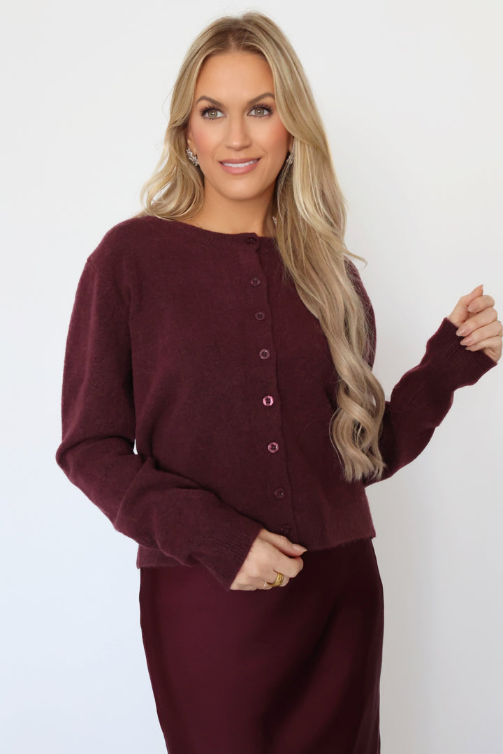 Outlook Cardigan/ Berry Wine (FINAL SALE)