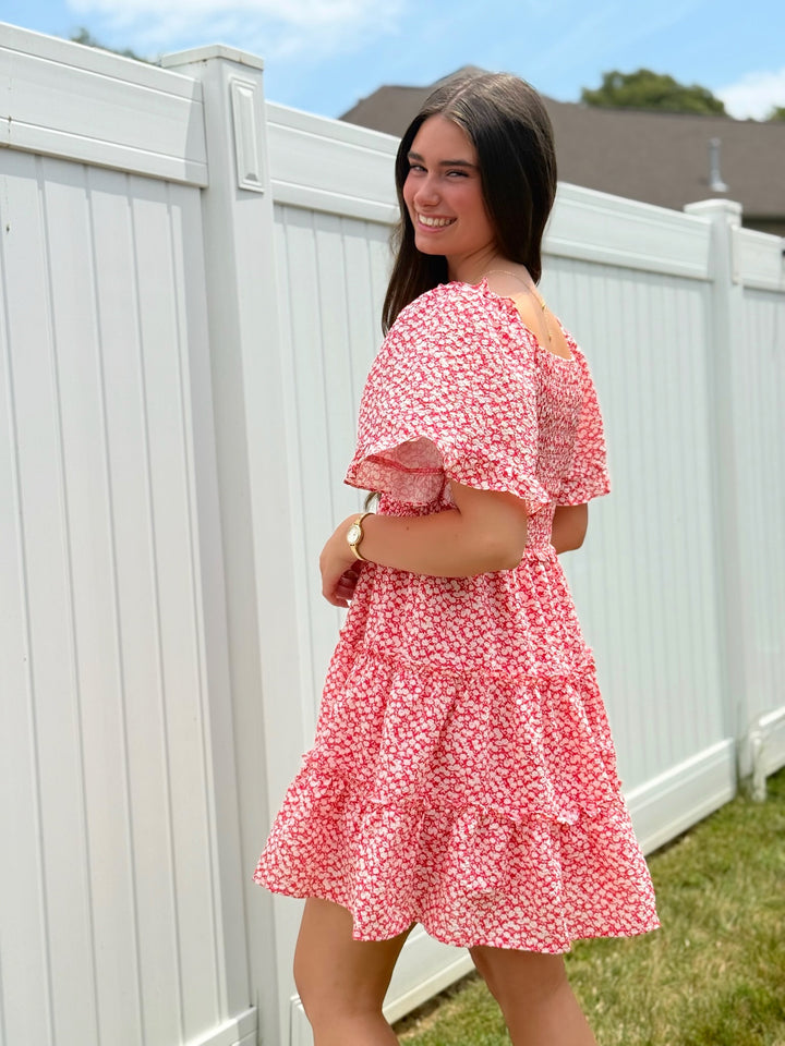 Emma Dress- Red Floral