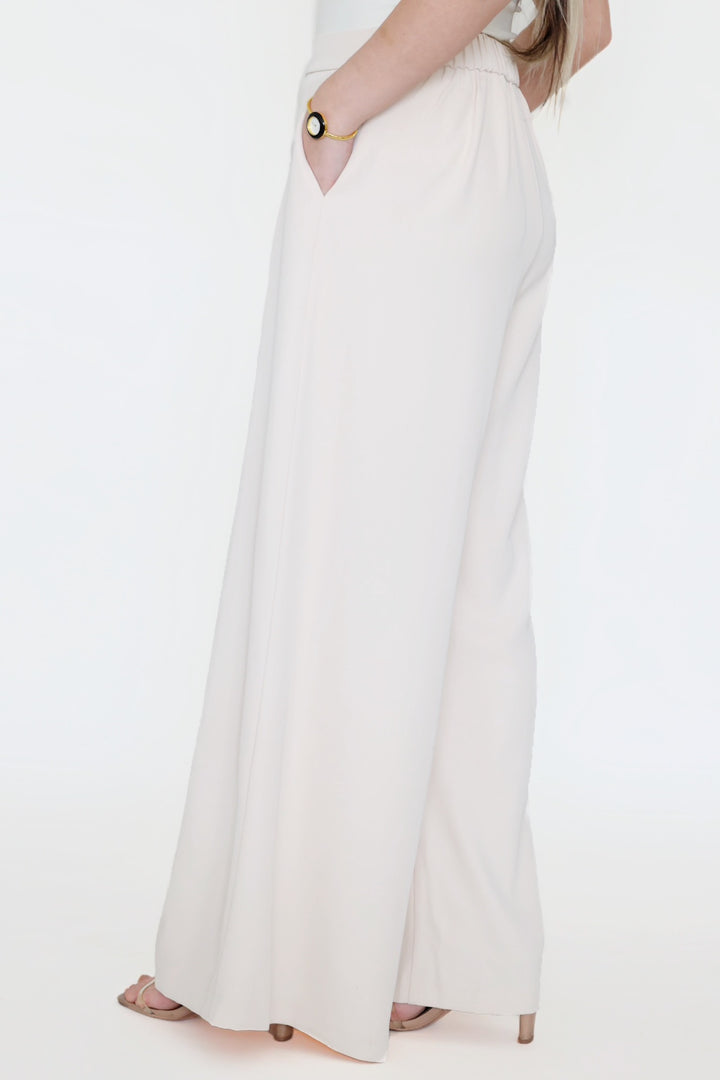 Marlow Wide Leg Pants- Ecru