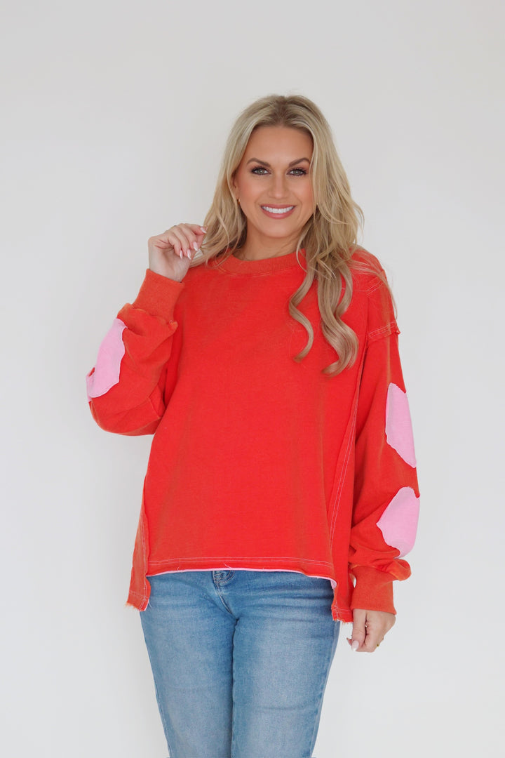 Patched Heart Sweatshirt