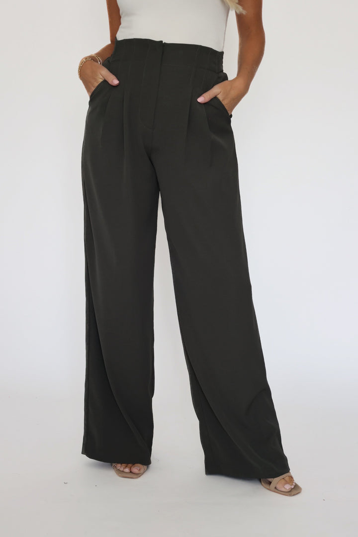 Malibu Wide Leg Pants - Dark Olive
