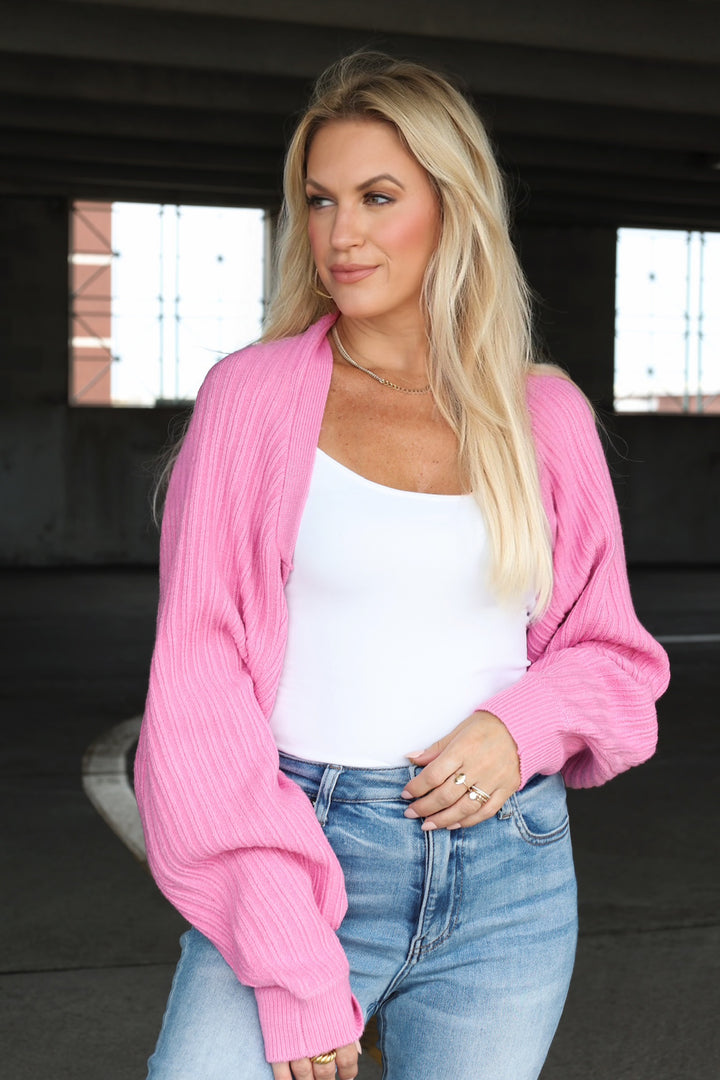 Ryder Bolero Cardigan - Rose Pink- Final Sale