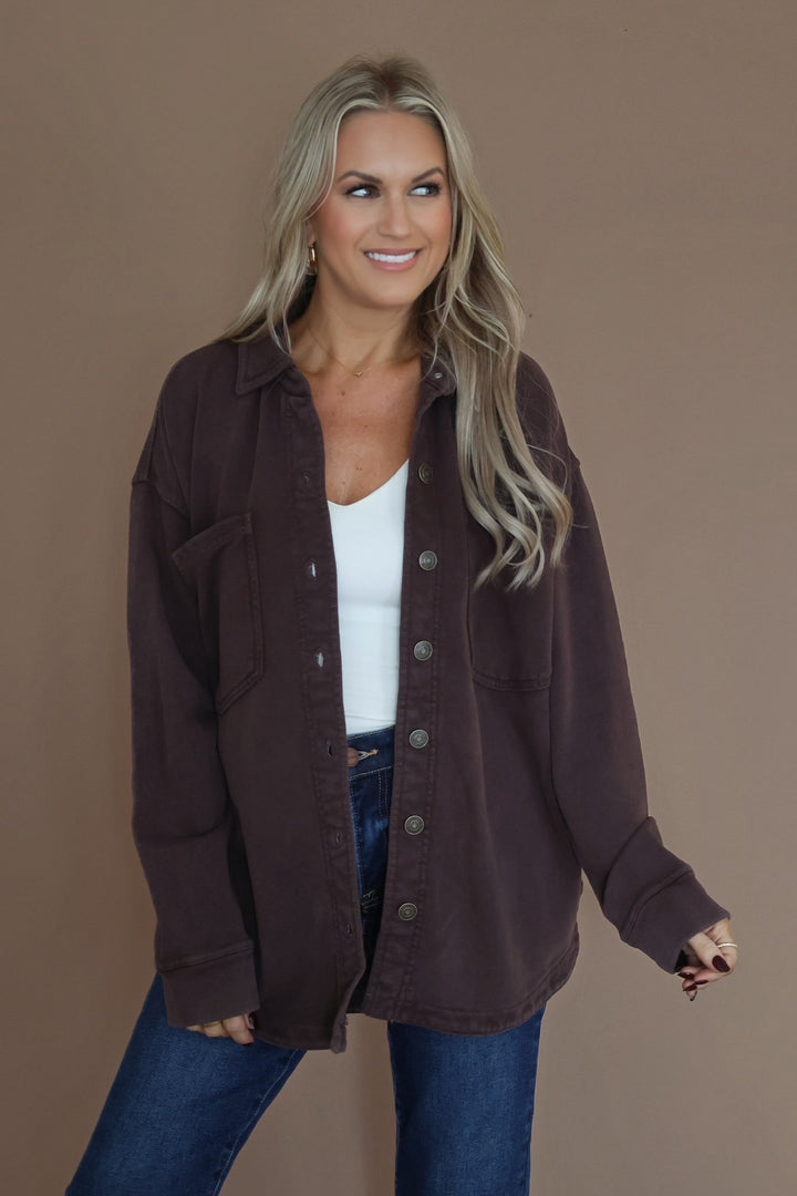 All Day Knit Jacket- Chocolate Cherry