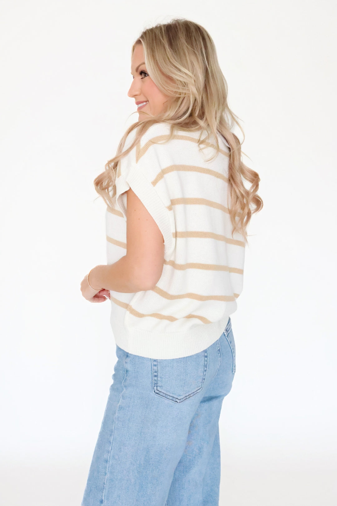 Leslie Stripe Top- Taupe