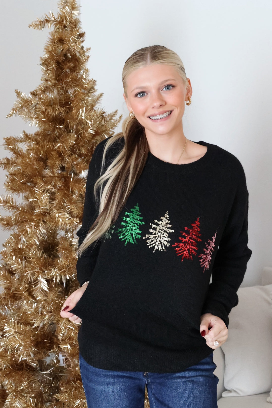 Christmas Tree Sequin Sweater