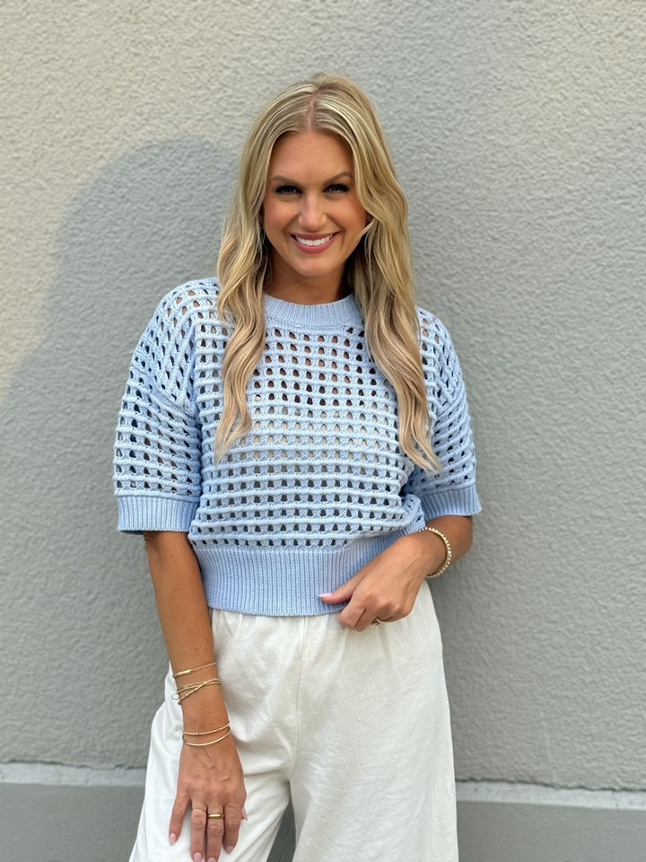 Alina Crochet Top- Blue
