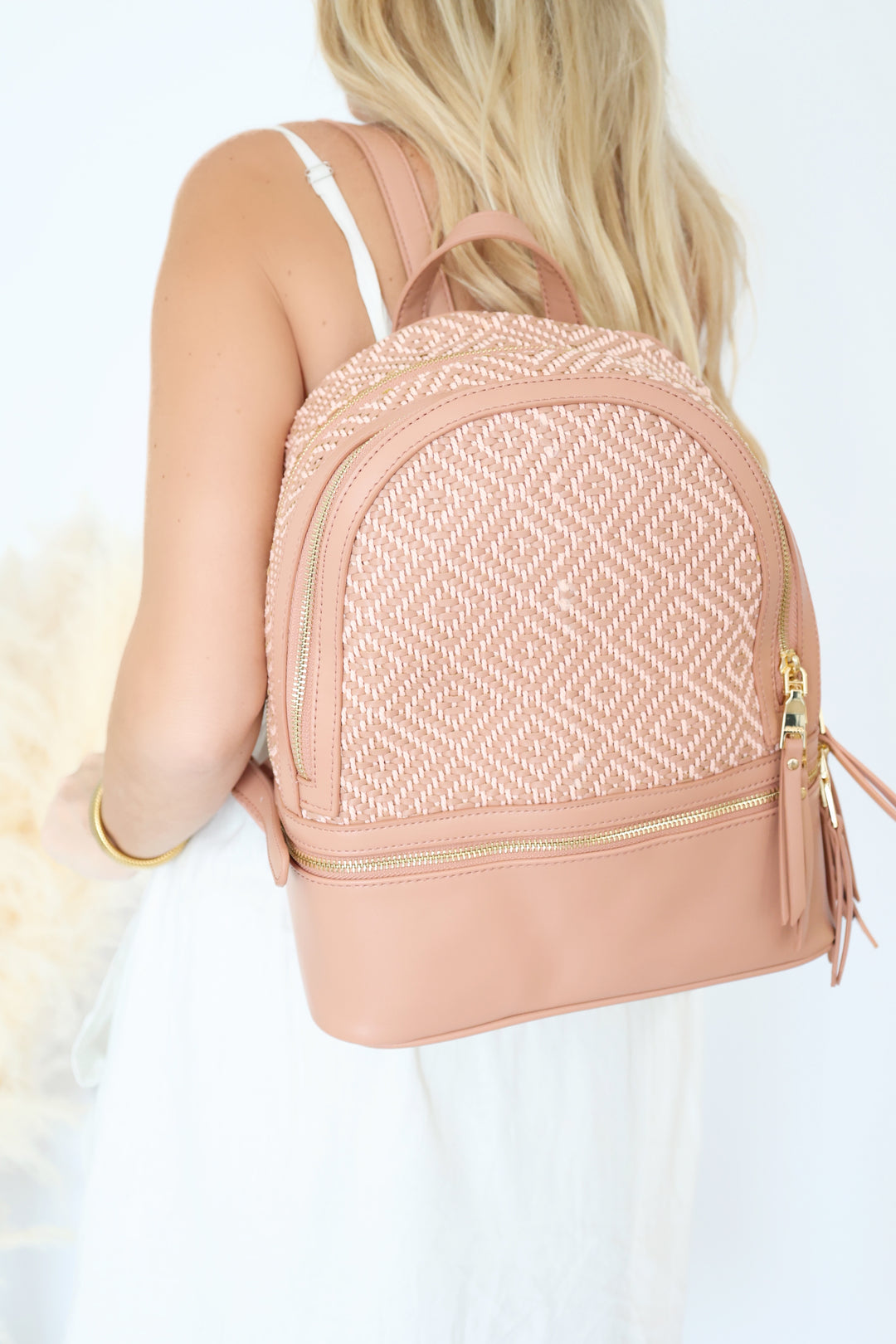 Zahava Woven Backpack - Mauve