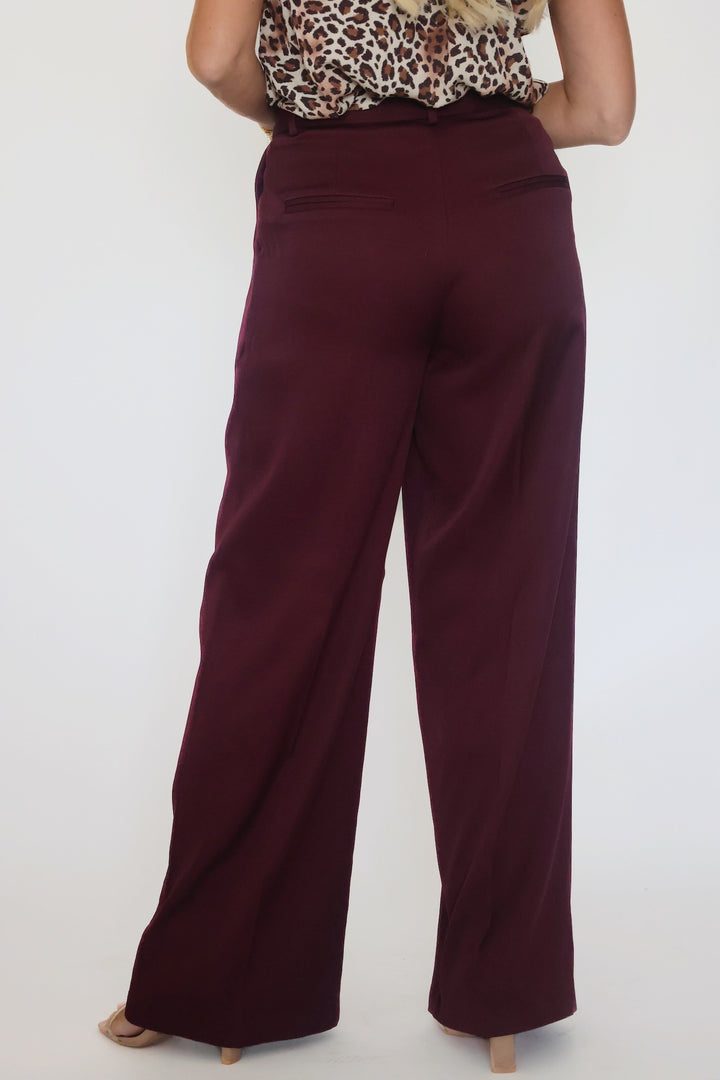 Lilibet Satin Pant - Red Wine