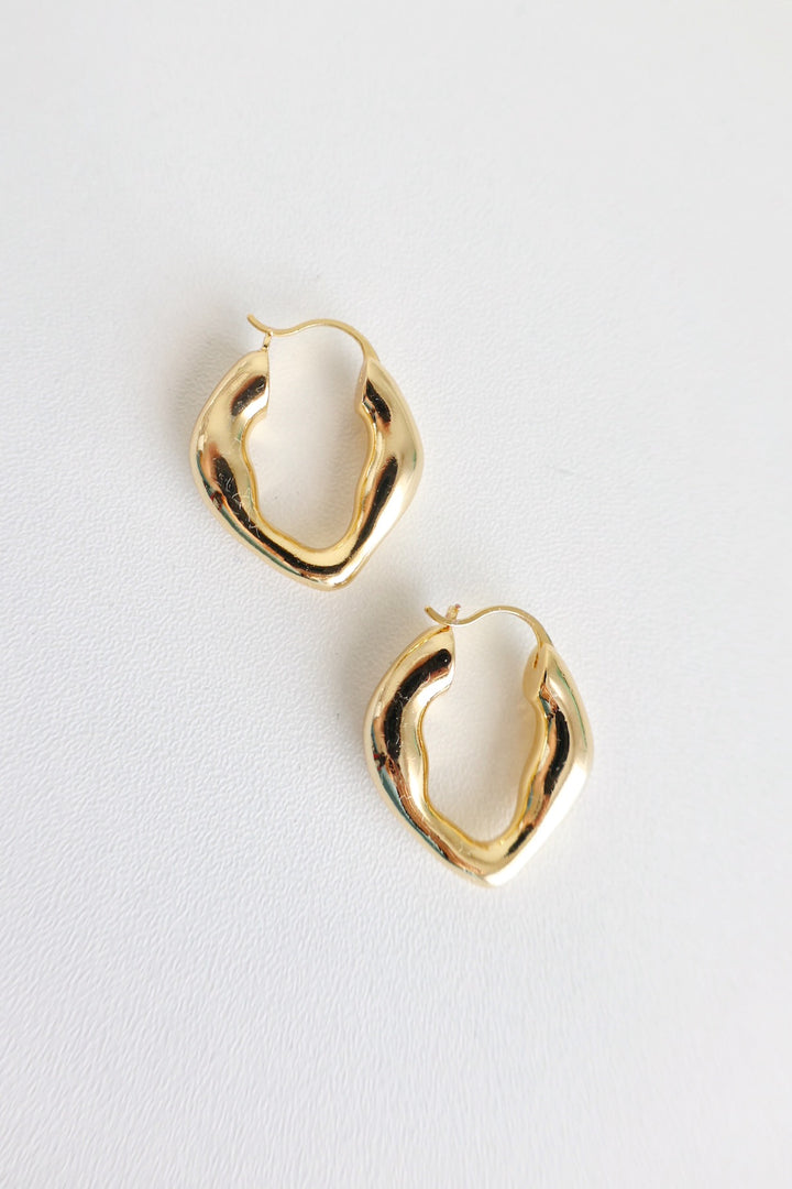 Organic Gold Hoops- Gold Plated