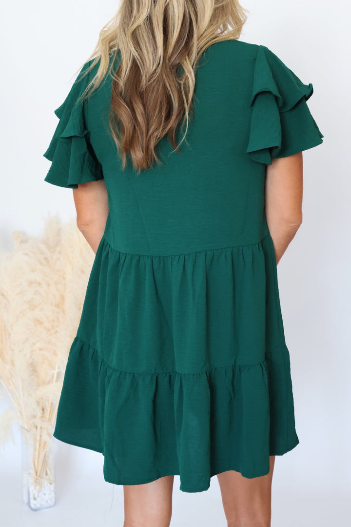 Taking Chances Dress- Hunter Green