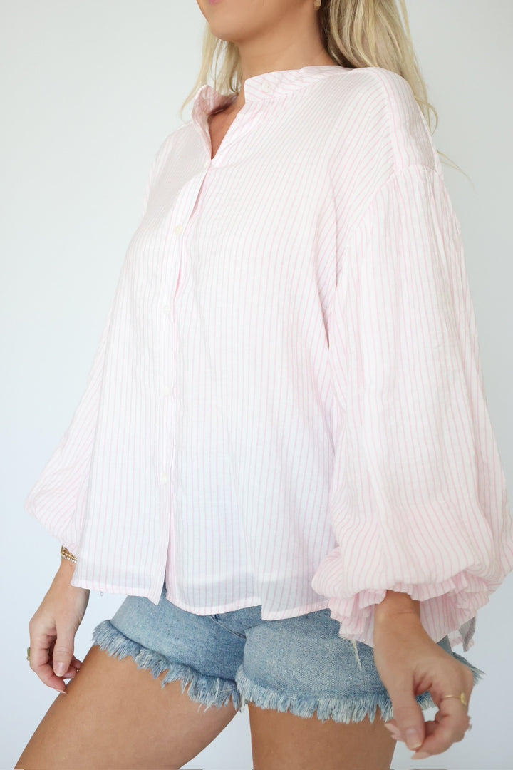 Nicely Done Blouse- Pink Stripe