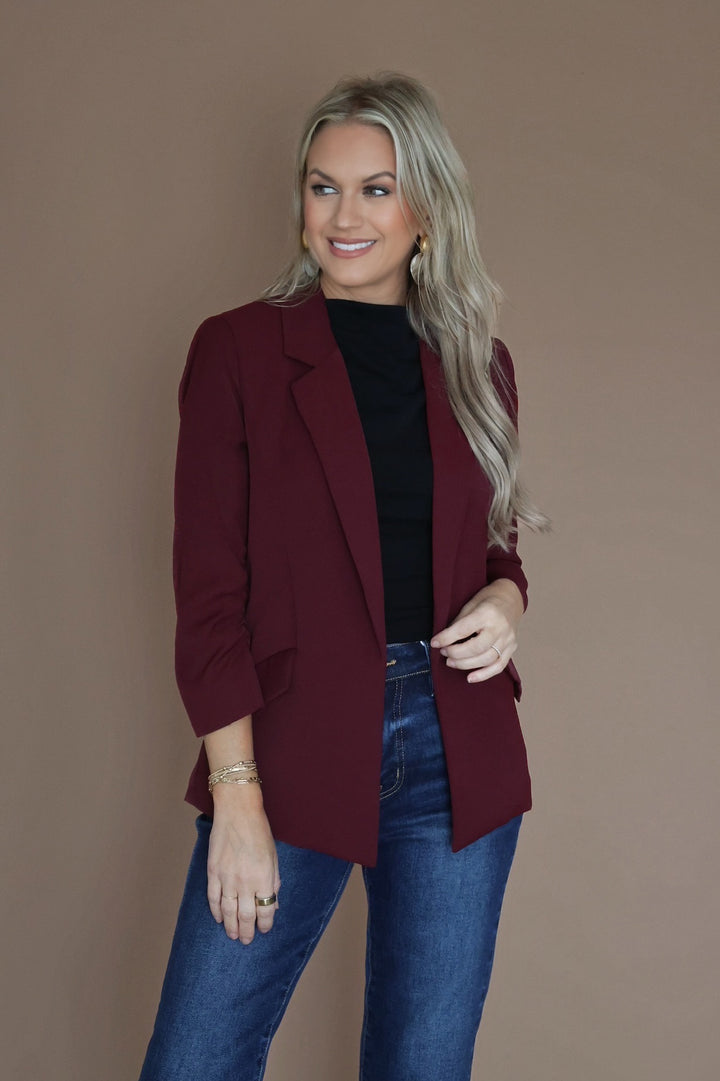 Boardroom Blazer- Burgundy