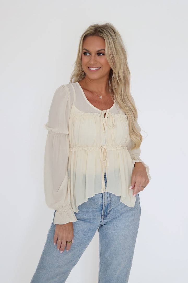 Ava Tie Front Blouse