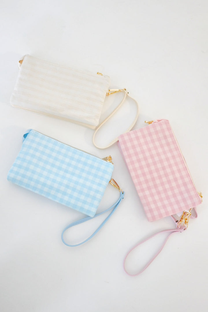 Riley Gingham Wristlet Crossbody