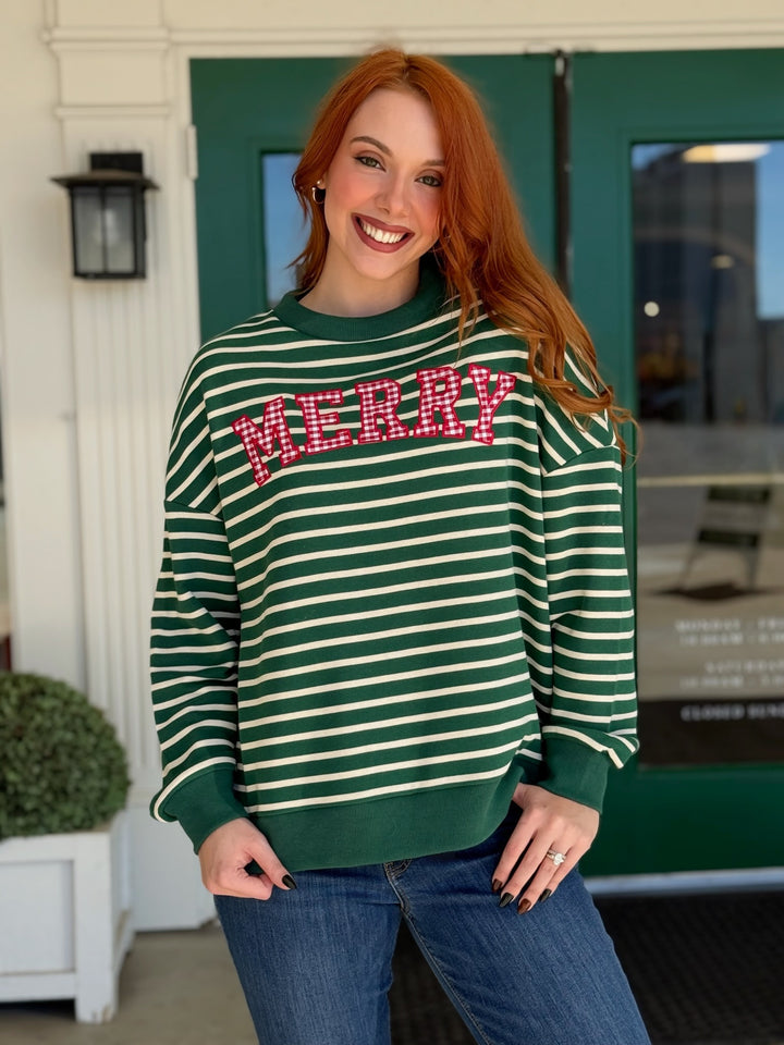 Stripe Merry Sweatshirt