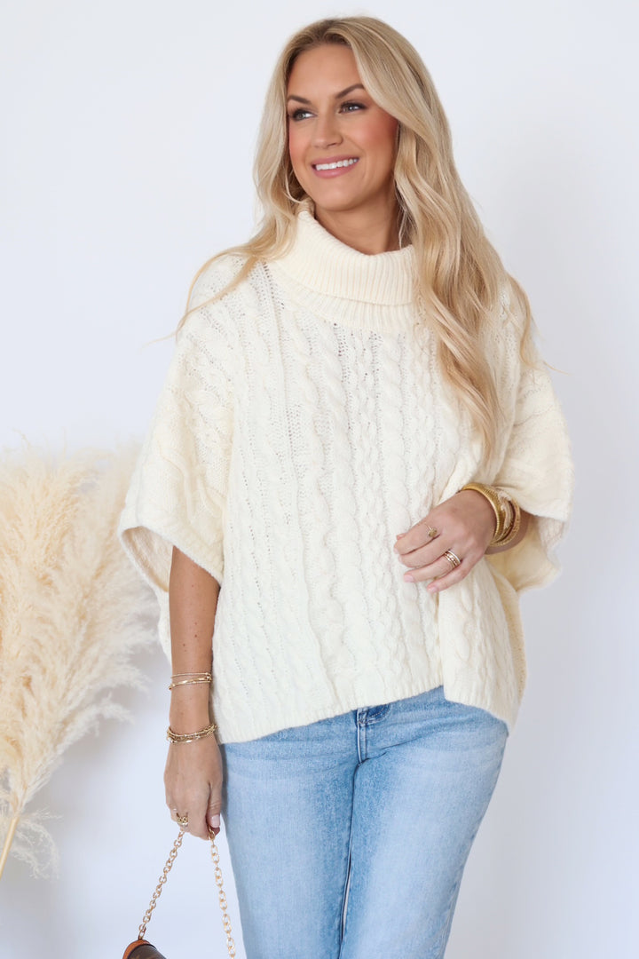 Cameron Sweater Poncho - Off White (FINAL SALE)