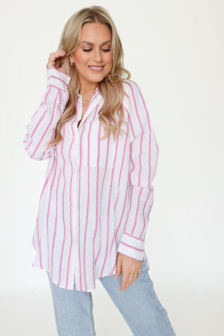 The Perfect Linen Top- Spanish Rose